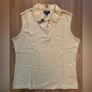 NEW Burberry Golf Women's Sleeveless Polo - MEDIUM - Authentic Tan Beige Shirt
